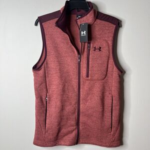 NWT Under Armour Zip Up vest Maroon Fleece Sz Small NWT